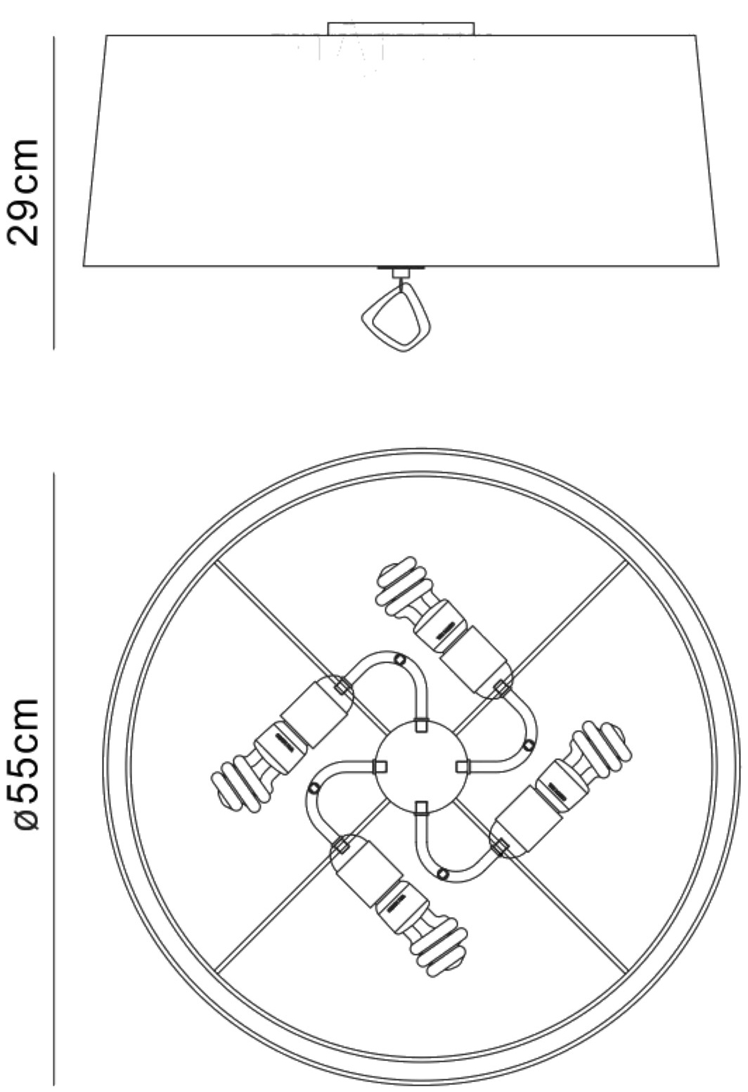 M1646AB  Mara  Flush Ceiling 4 Light Antique Brass